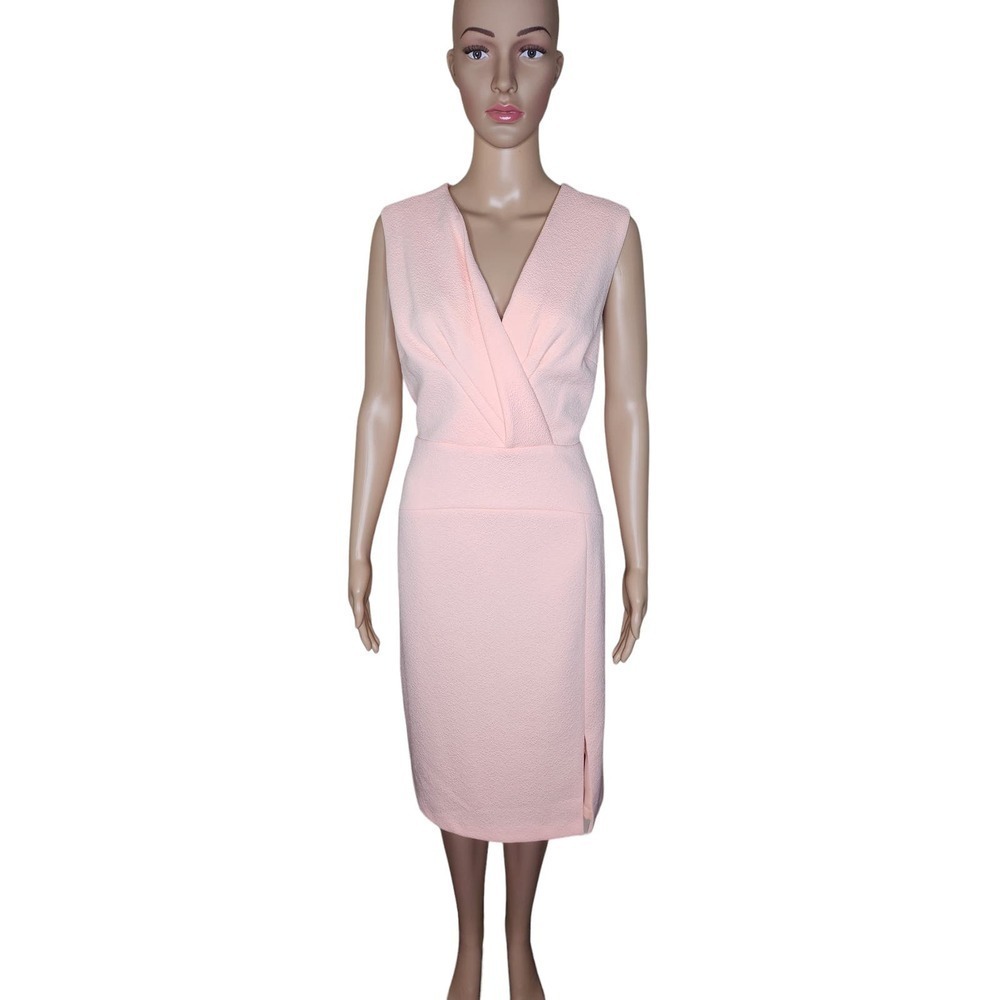 Adrianna Papell women's peach crepe sheath career dress Sz 14